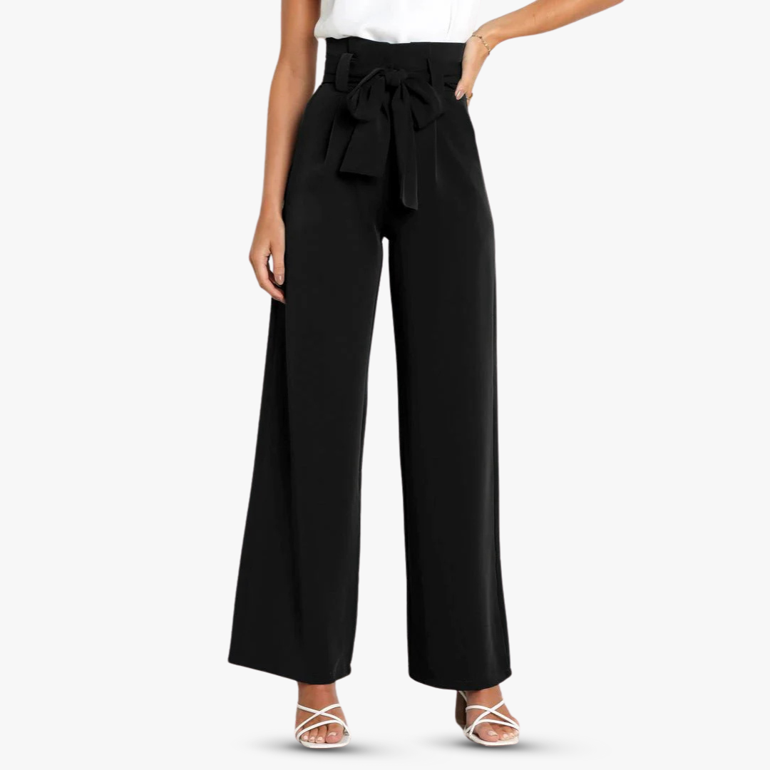 Wijde stoffen broek voor dames met bindceintuur