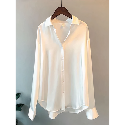 KLARA - Satijnen blouse met lange mouwen