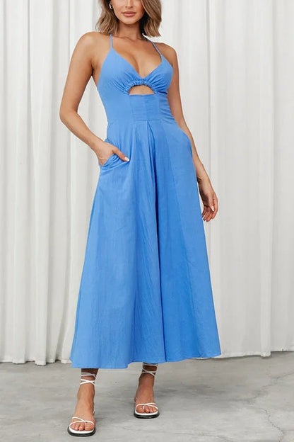 Kallie Vhals maxi jurk met open rug