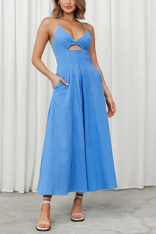 Kallie Vhals maxi jurk met open rug