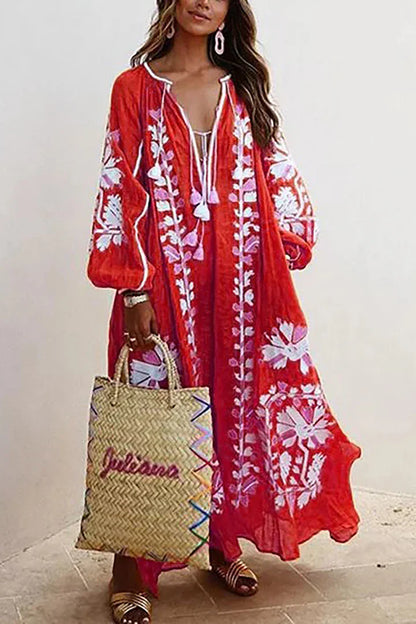 Kara Bohemian maxi jurk met bloemenprint