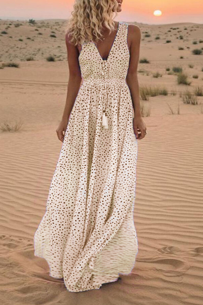 Karylle Trendy Vhals jurken met bohemien stippen