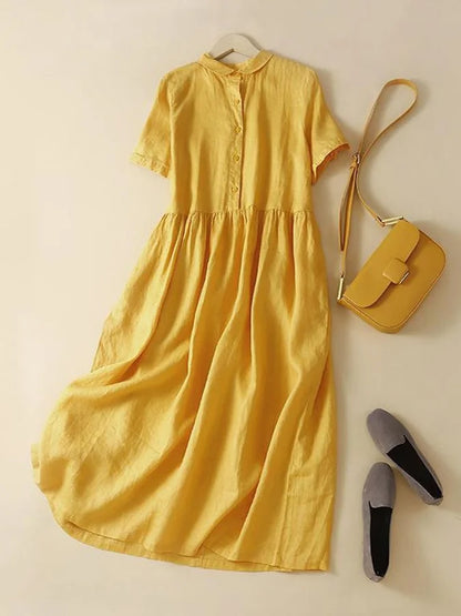 Katoenen Linnen Casual Jurk: Eenvoudig Zomers Comfort