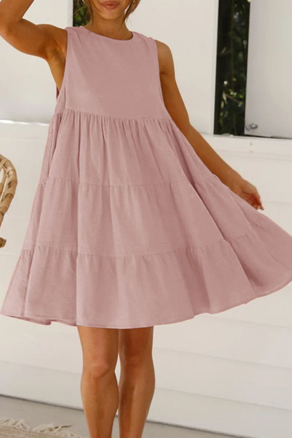 Kaylani Prinsessenjurken met ronde hals en trendy effen casual patches