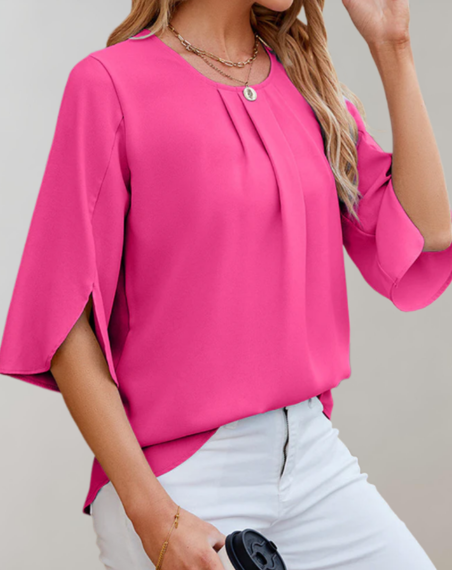 Lucinda Top | Casual Ronde Hals Top met Uitlopende Mouwen