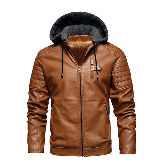 Winter biker leren jas met capuchon voor mannen | Perfect voor buitenactiviteiten