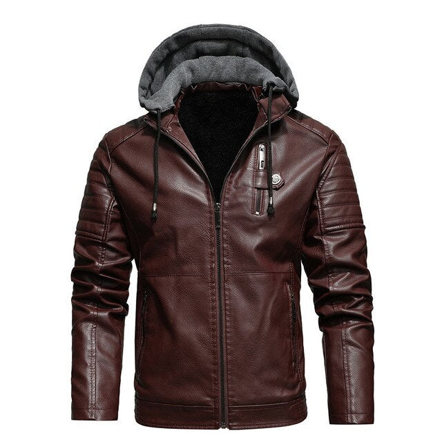 Winter biker leren jas met capuchon voor mannen | Perfect voor buitenactiviteiten