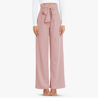 Wijde stoffen broek voor dames met bindceintuur