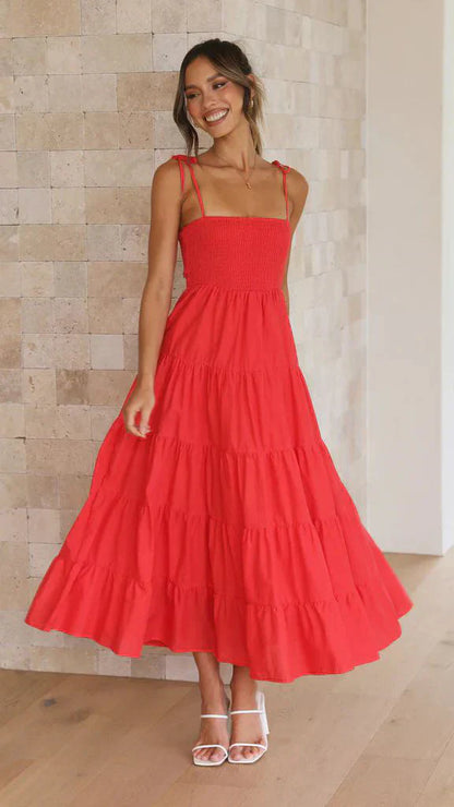 Leia Mouwloze bedrukte hoepeljurk met hoge taille