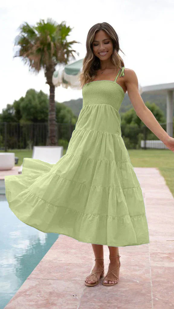 Leia Mouwloze bedrukte hoepeljurk met hoge taille