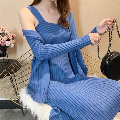 Lethran - Gebreid vest, trui, jurk, tweedelige set