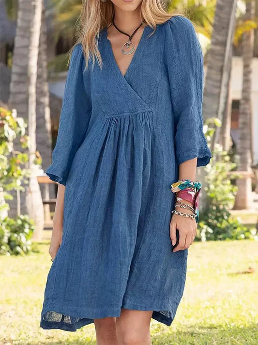 Linnen jurk uit de Kelly collectie Crossed Comfort