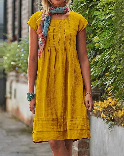 Maisie Casual vintage effen linnen jurken voor dames