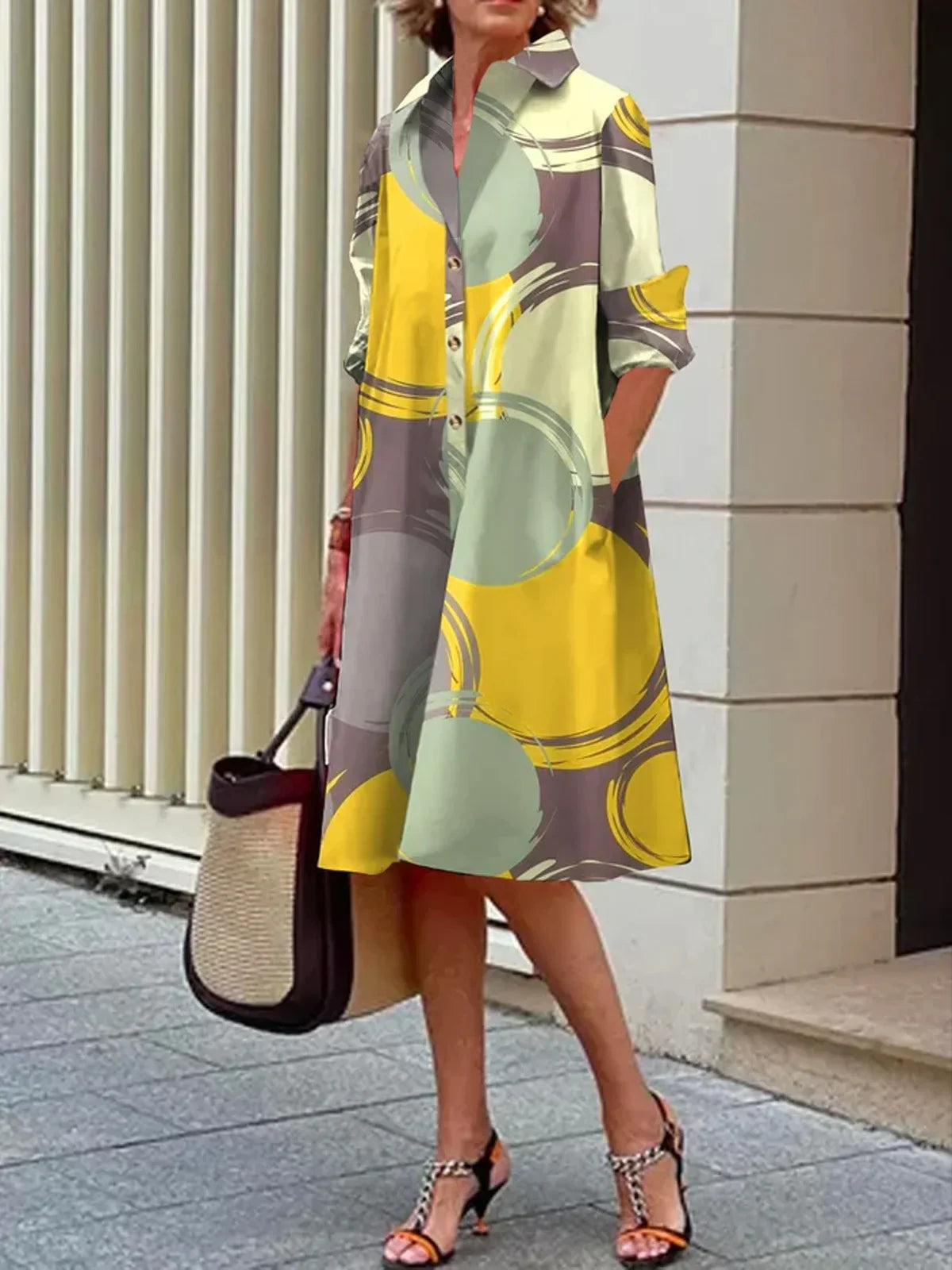 Miranda Urban abstract polka dot overhemdjurk