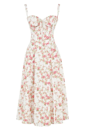 Mirea Medium gebloemde strapless jurk