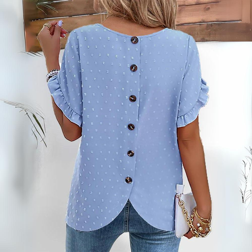 Ann - Blouse met Knoopsluiting en Gekreukte Mouwen