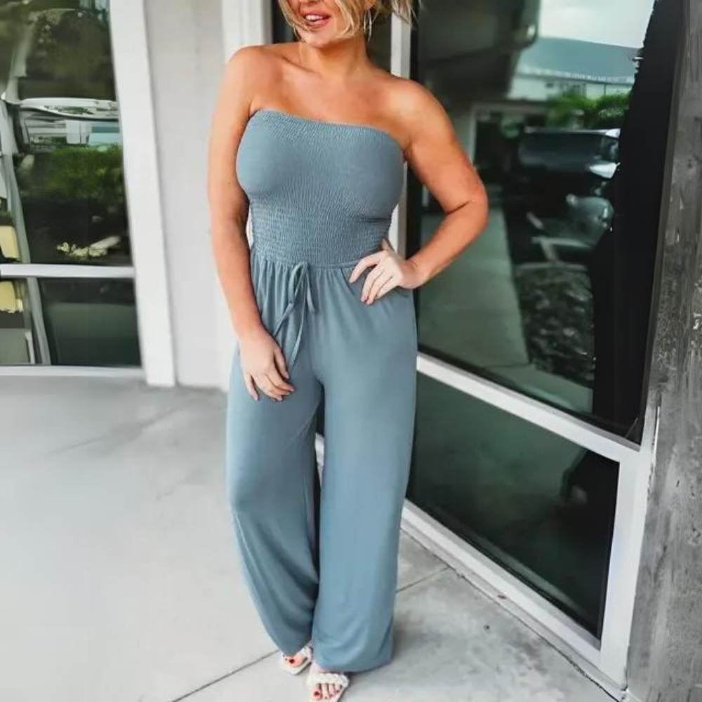 Gemma - Nieuwe Strapless Jumpsuit met Elastische Taille