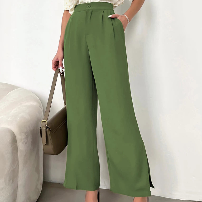 Groene rechte broek voor dames
