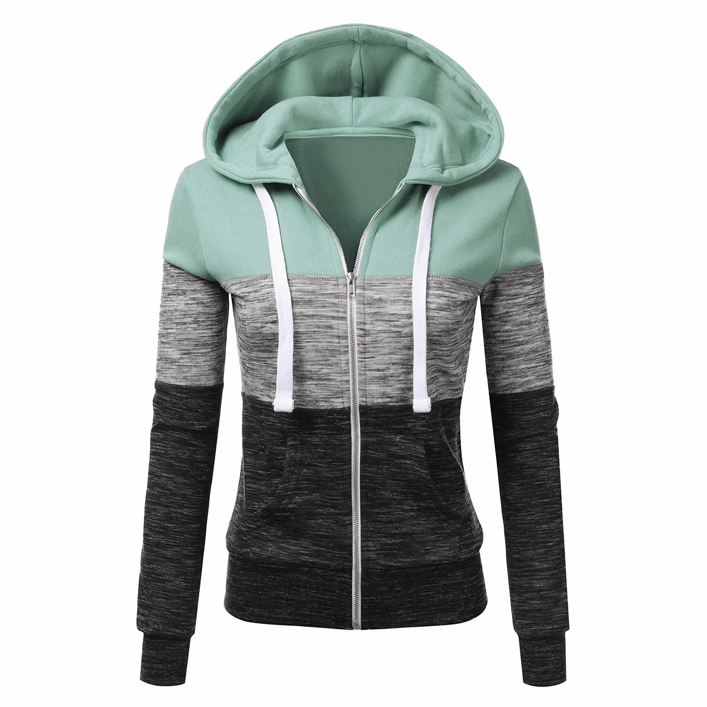 Sharon | Driekleurige hoodie met rits