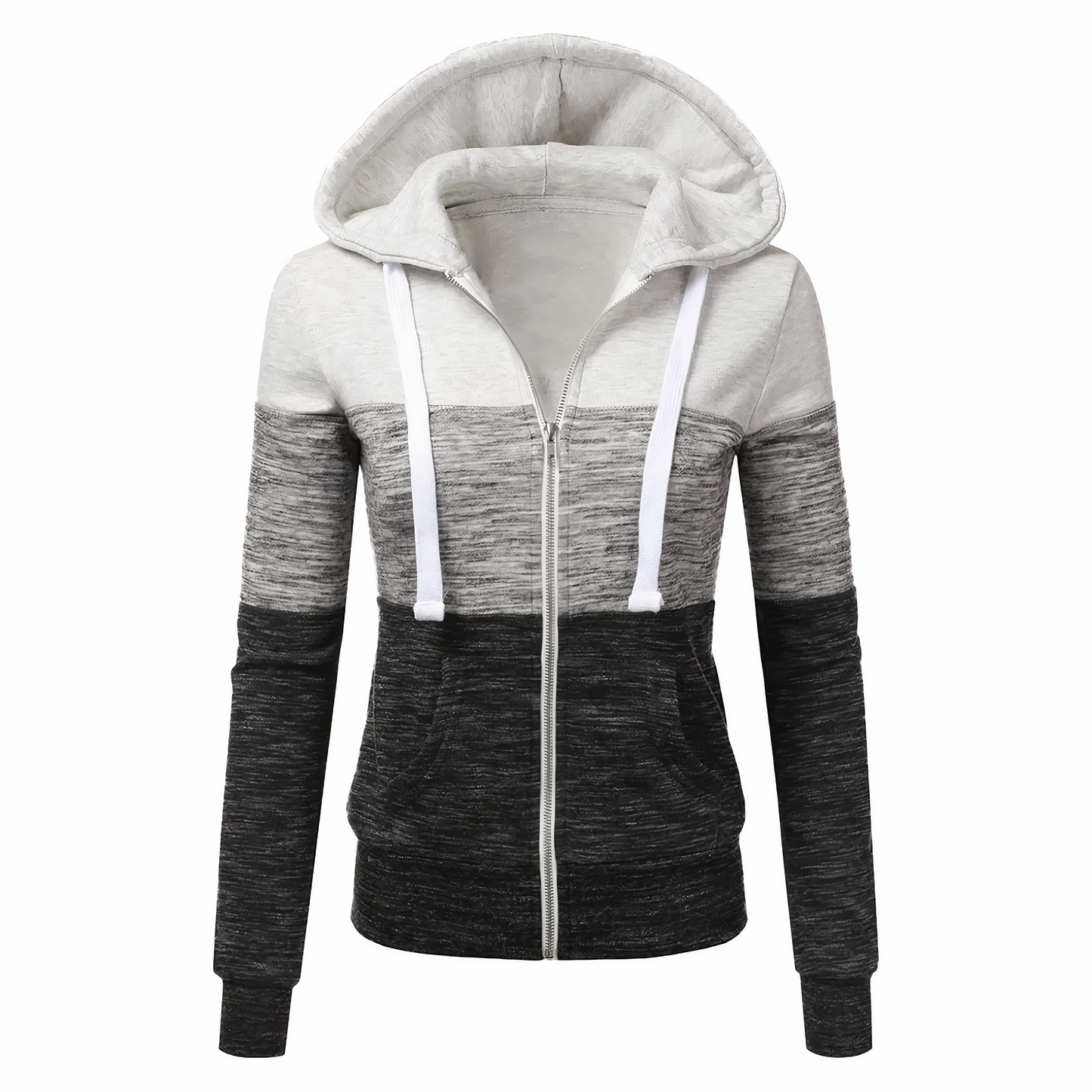 Sharon | Driekleurige hoodie met rits