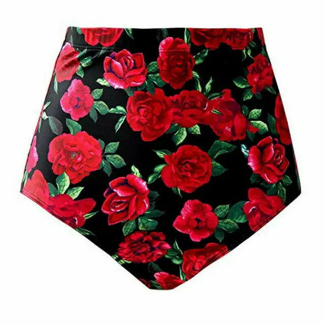 Finja - Zomer Hoog Getailleerd Dames Bikinibroekje Bloemenbadpak
