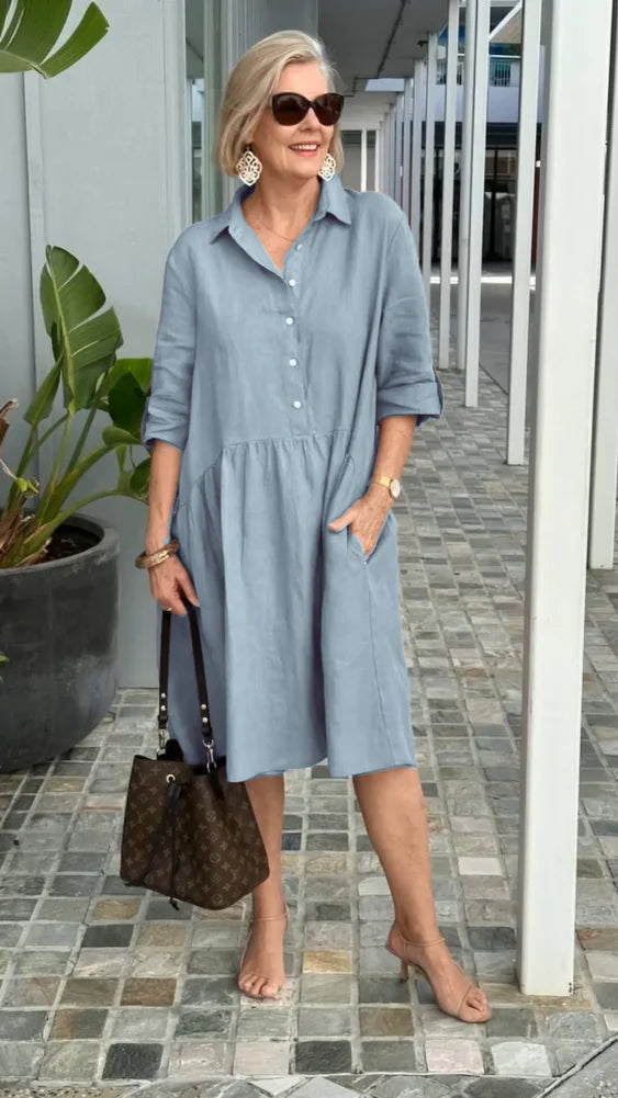 Noelle Nieuwe casual jurk voor dames van linnen en katoen