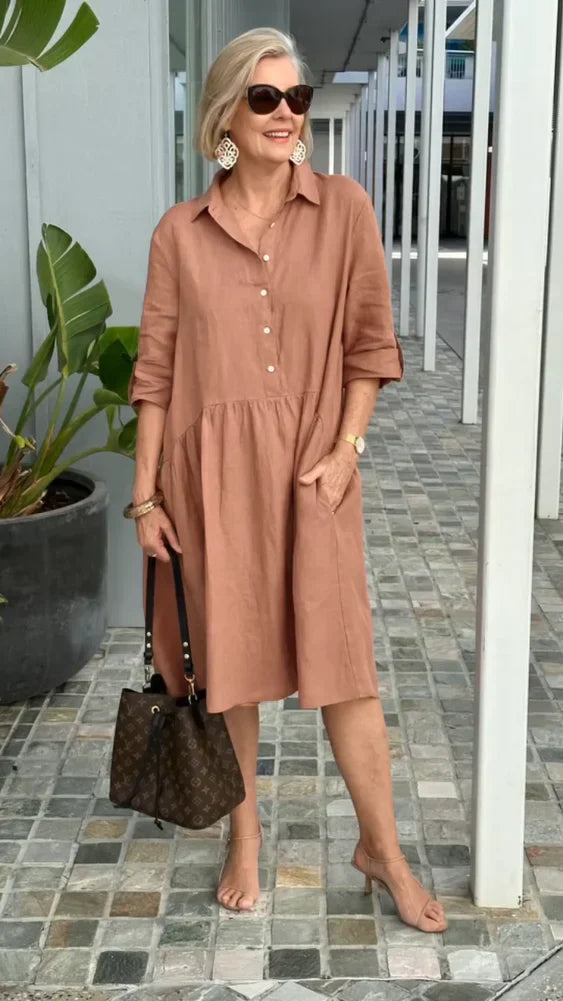 Noelle Nieuwe casual jurk voor dames van linnen en katoen