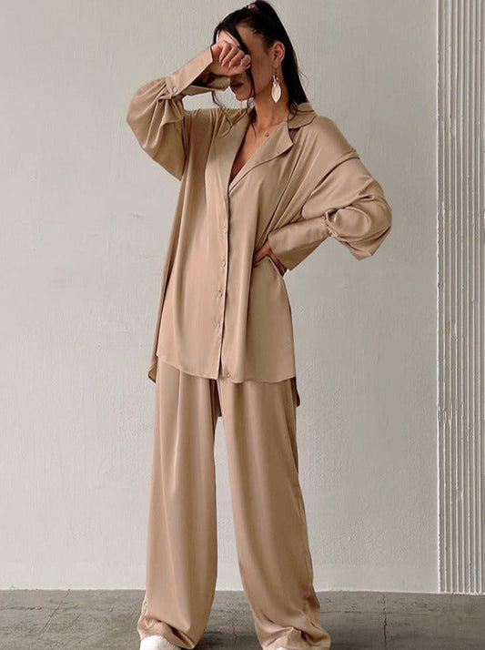 Adelina Tweedelige pyjama met lange mouwen en baggy broek