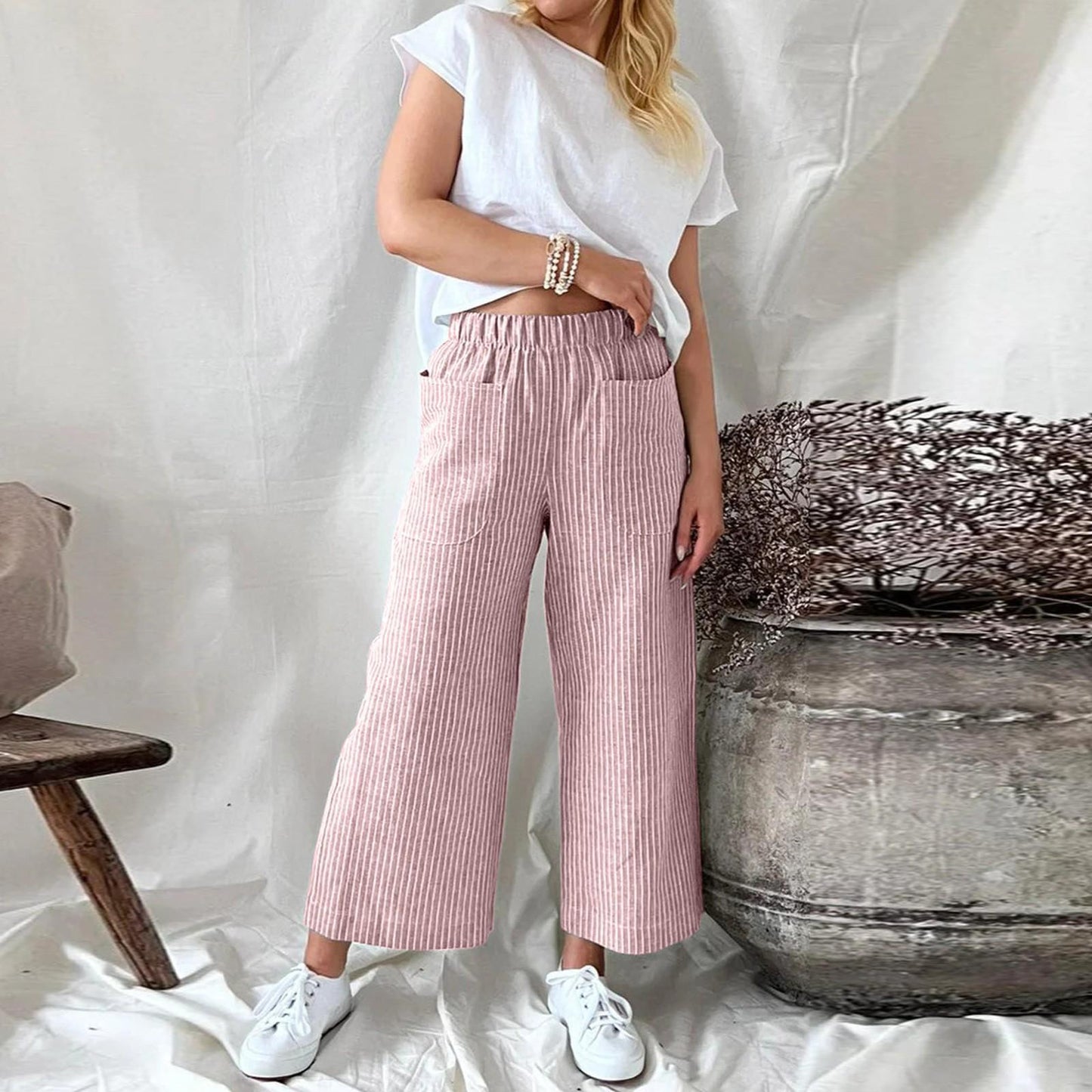 Sophie | Culotte Broek met Strepen | Comfortabel en Stijlvol | Ademend Katoen