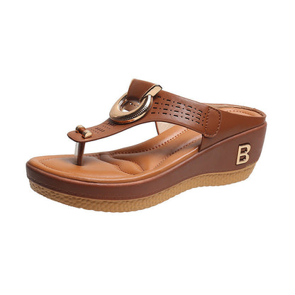 ADELAIDE | Leren Wedge Sandalen