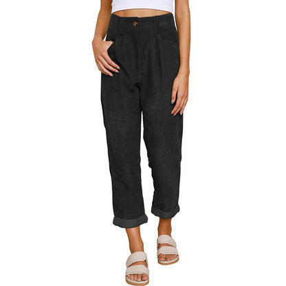 Recht gesneden broek met hoge taille voor vrouwen