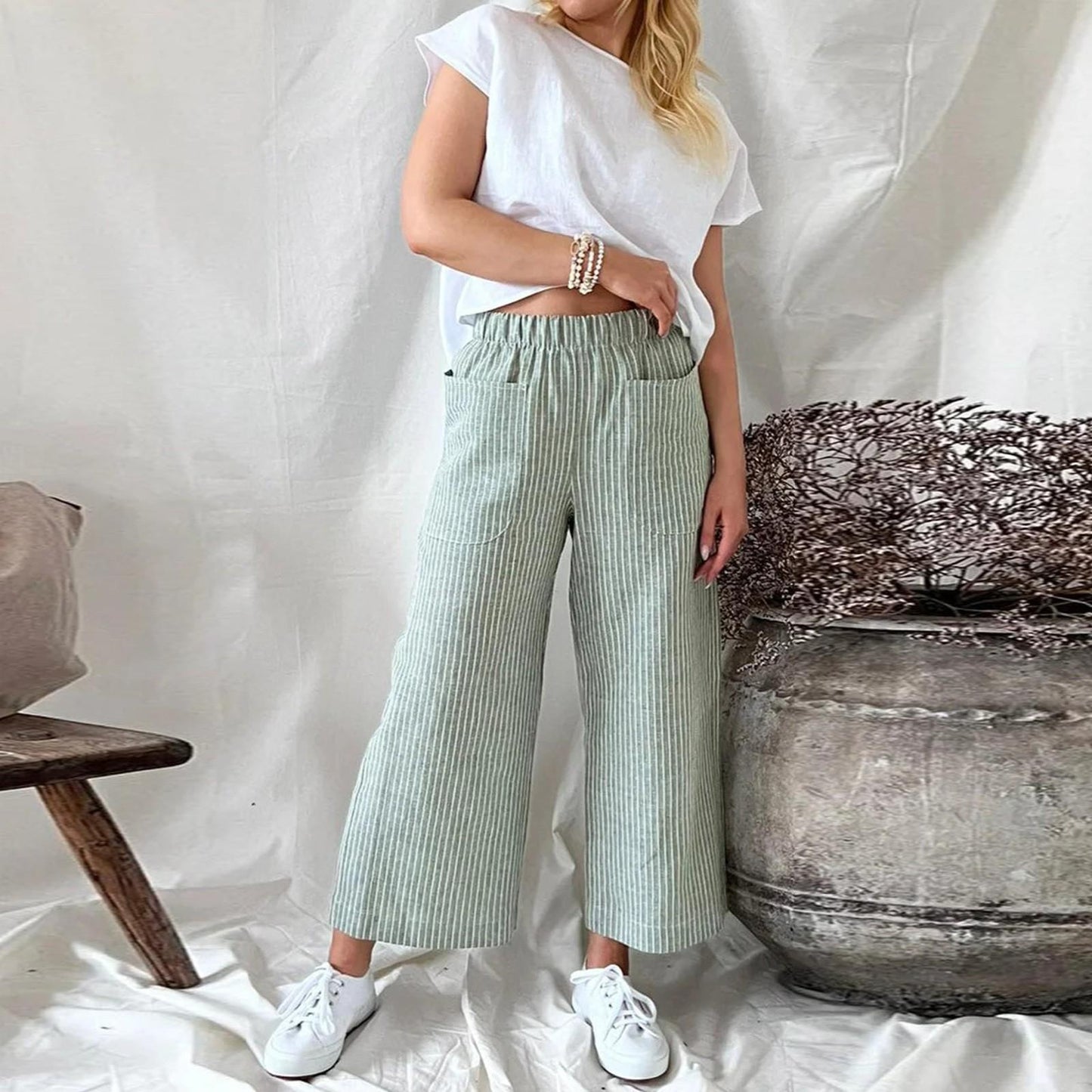 Sophie | Culotte Broek met Strepen | Comfortabel en Stijlvol | Ademend Katoen