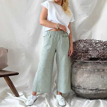 Sophie | Culotte Broek met Strepen | Comfortabel en Stijlvol | Ademend Katoen