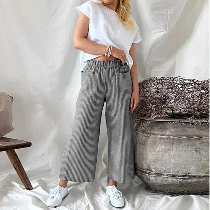 Sophie | Culotte Broek met Strepen | Comfortabel en Stijlvol | Ademend Katoen