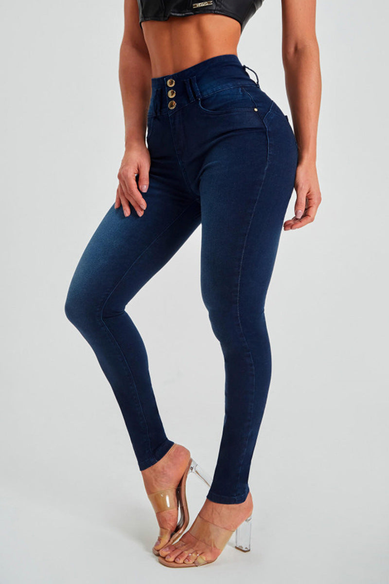 Dames skinny jeans met hoge taille