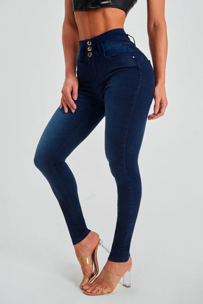 Dames skinny jeans met hoge taille