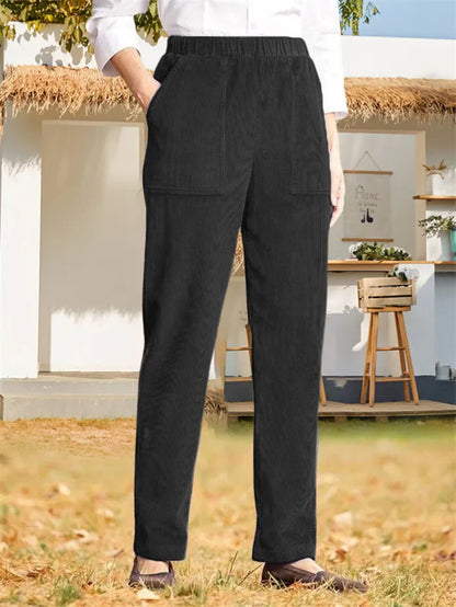 Effen corduroy broek voor dames