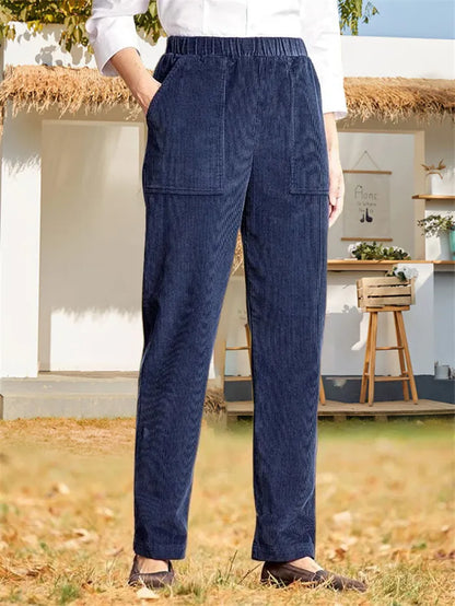 Effen corduroy broek voor dames