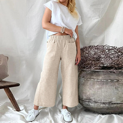 Sophie | Culotte Broek met Strepen | Comfortabel en Stijlvol | Ademend Katoen