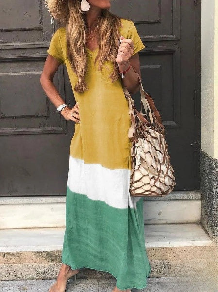 Odette Lange vintage jurk met Vhalslijn