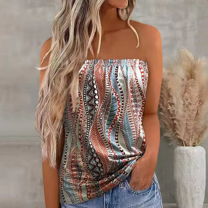 Odette - Zomer Etnische Print Strapless Tank Top