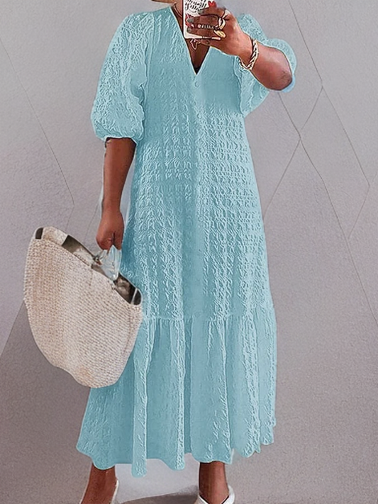 Ophelia Casual jurk met geplooide knopen