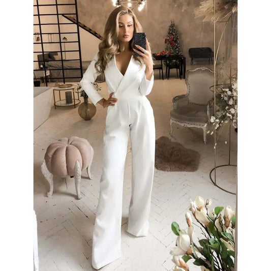 Maëlys - Elegante jumpsuit met lange mouwen en V-hals