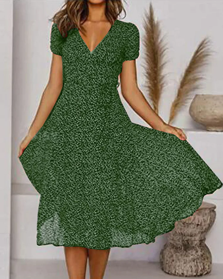 Paloma Vhals jurk met korte mouwen, bedrukt chiffon