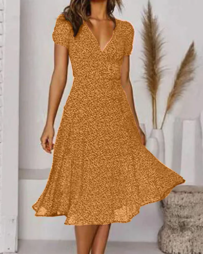 Paloma Vhals jurk met korte mouwen, bedrukt chiffon