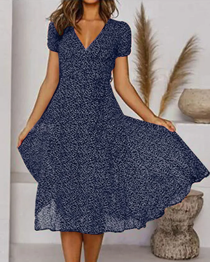 Paloma Vhals jurk met korte mouwen, bedrukt chiffon
