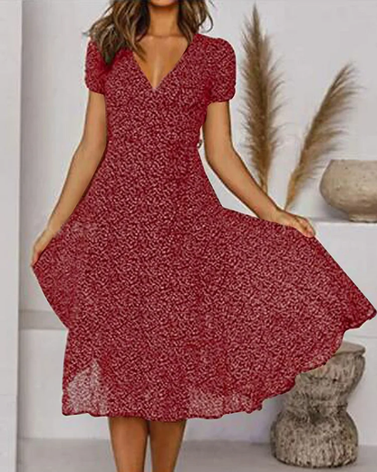 Paloma Vhals jurk met korte mouwen, bedrukt chiffon