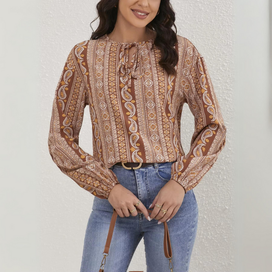 Pia - Casual Dames Gebonden Blouse