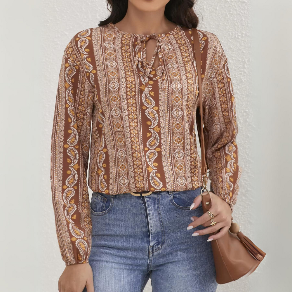 Pia - Casual Dames Gebonden Blouse