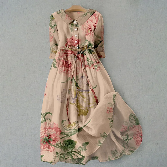 Poe Vintage kanten jurk met botanische bloemenprint